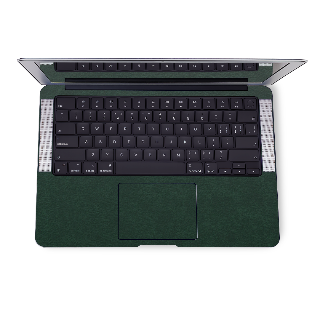 Vegan Leather MacBook Skin for Pro & Air – Minimalist Laptop Cover Green
