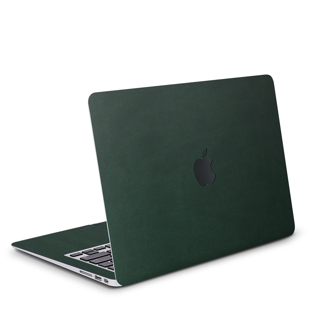 Vegan Leather MacBook Skin for Pro & Air – Minimalist Laptop Cover Green