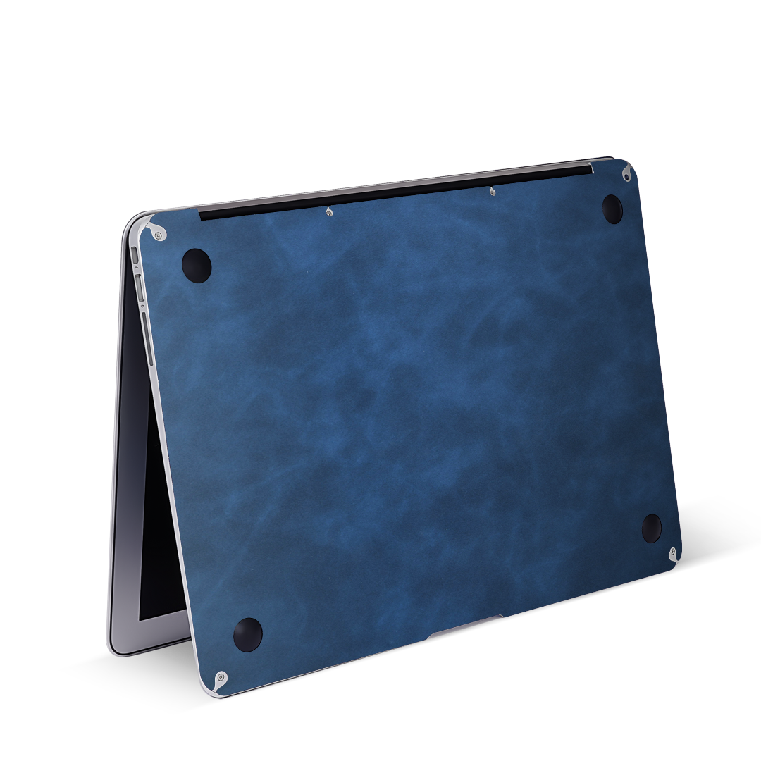 Leather MacBook Skin for Pro & Air – Luxury Scratch-Resistant Cover Dark Gray Blue