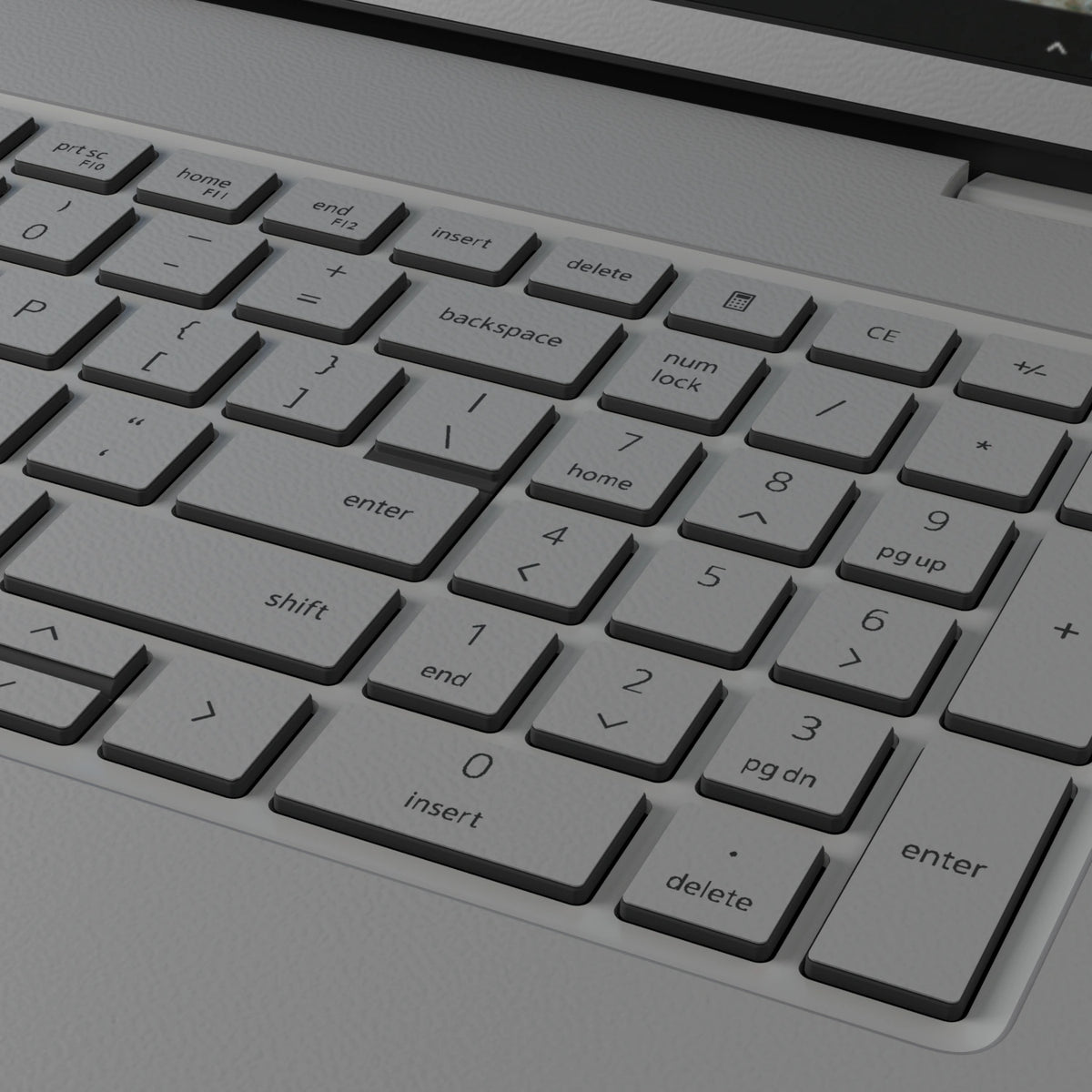 Original Gray plain synthetic leather Dell business laptop skin, macro view. Rendered on Dell Pro 16 PC16250; exact cuts follow the selected model and coverage.