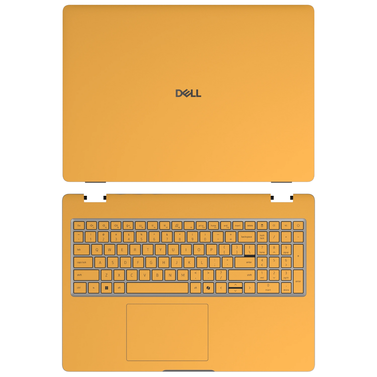 Wutong Yellow plain synthetic leather Dell business laptop skin, sku-ac view. Rendered on Dell Pro 16 PC16250; exact cuts follow the selected model and coverage.