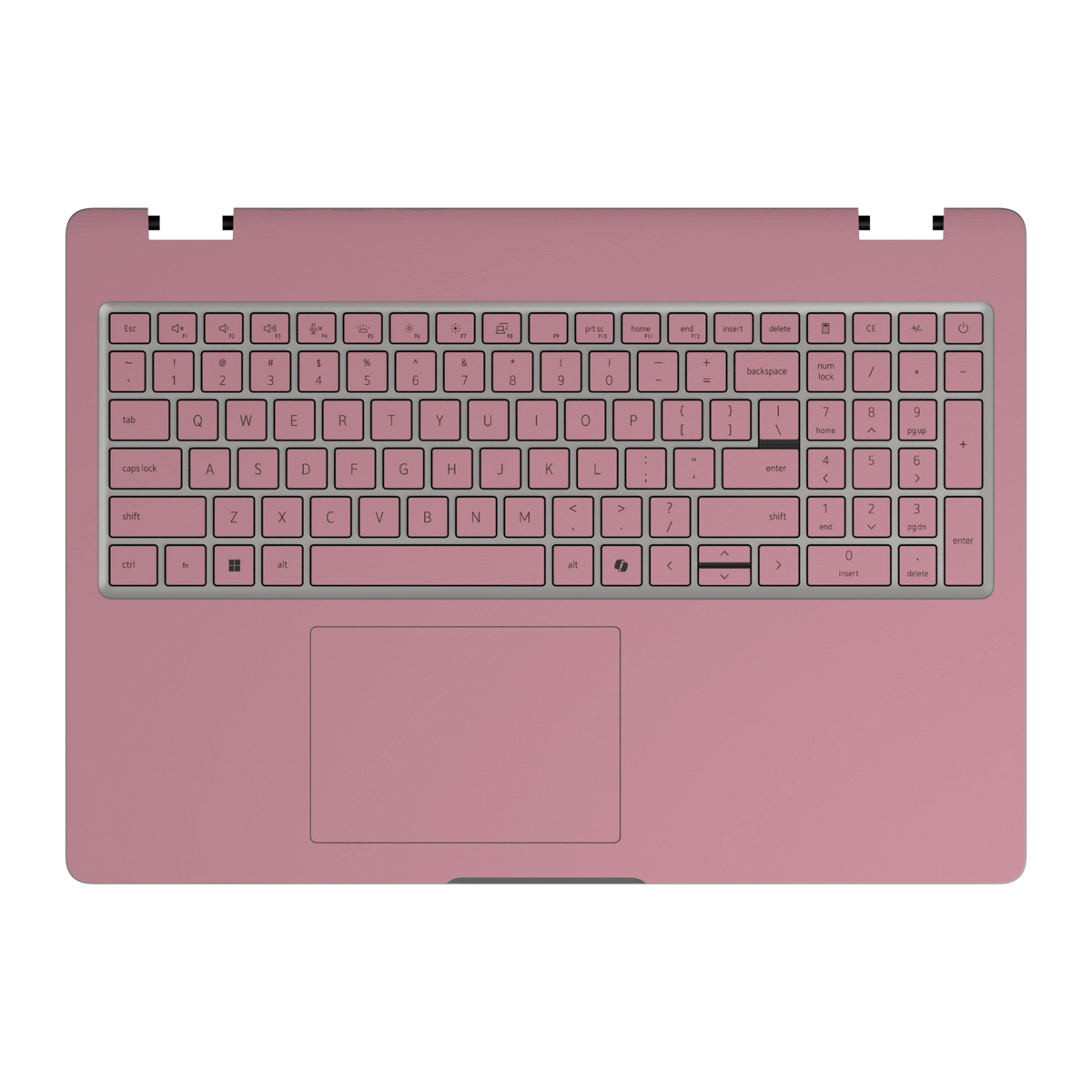 Yiren Pink plain synthetic leather Dell business laptop skin, c-face view. Rendered on Dell Pro 16 PC16250; exact cuts follow the selected model and coverage.