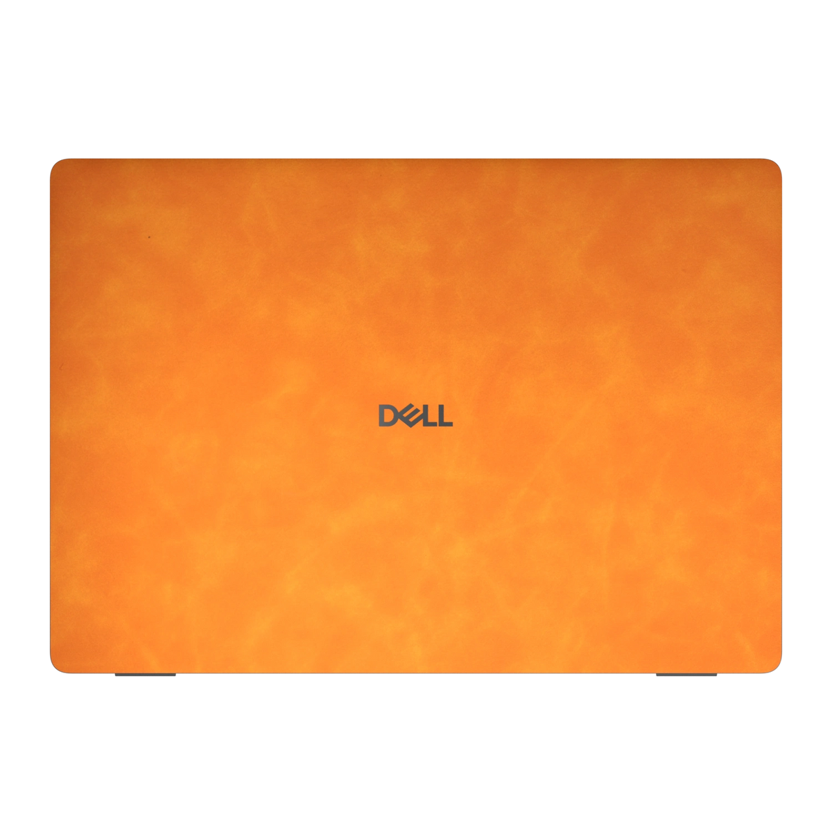 Orange scrub-textured synthetic leather Dell business laptop skin, a face view. Rendered on Dell Pro 16 PC16250 as a reference; exact cut layout follows the selected model and coverage.