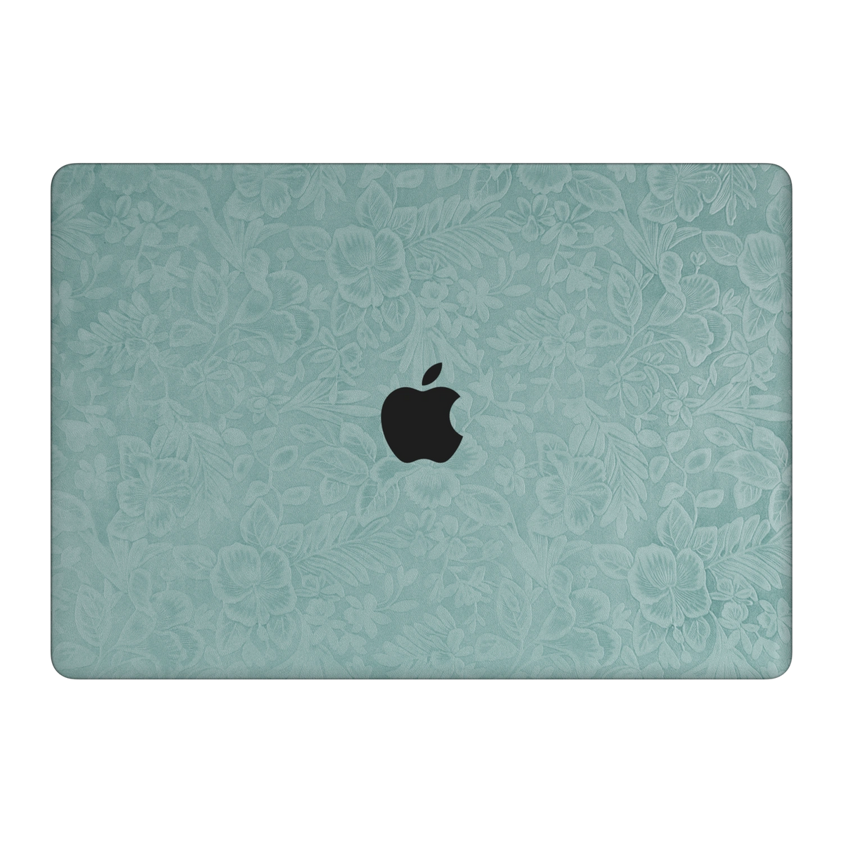 天青竹涛 Hibiscus MacBook skin. A lid material and colour illustration. MacBook Air 15.3 M3-M5 render used as a shared material and installation illustration; actual cutouts and included pieces follow the selected model and Coverage. Device not included.