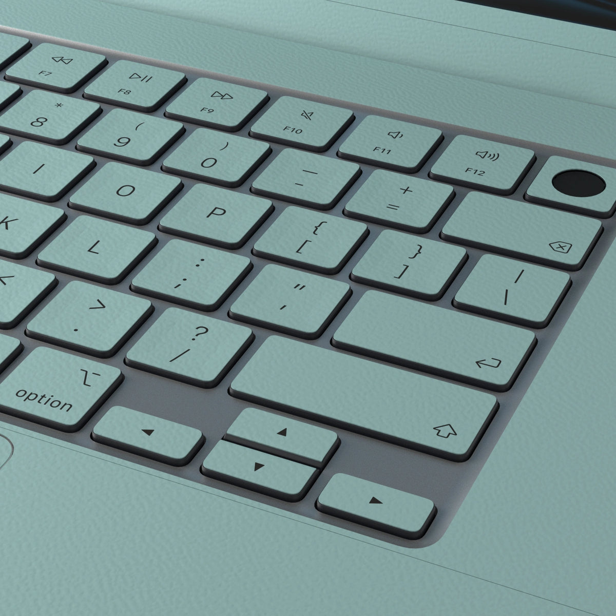 天青竹涛 Hibiscus MacBook skin. Full-frame embossed material and keyboard detail. MacBook Air 15.3 M3-M5 render used as a shared material and installation illustration; actual cutouts and included pieces follow the selected model and Coverage. Device not included.