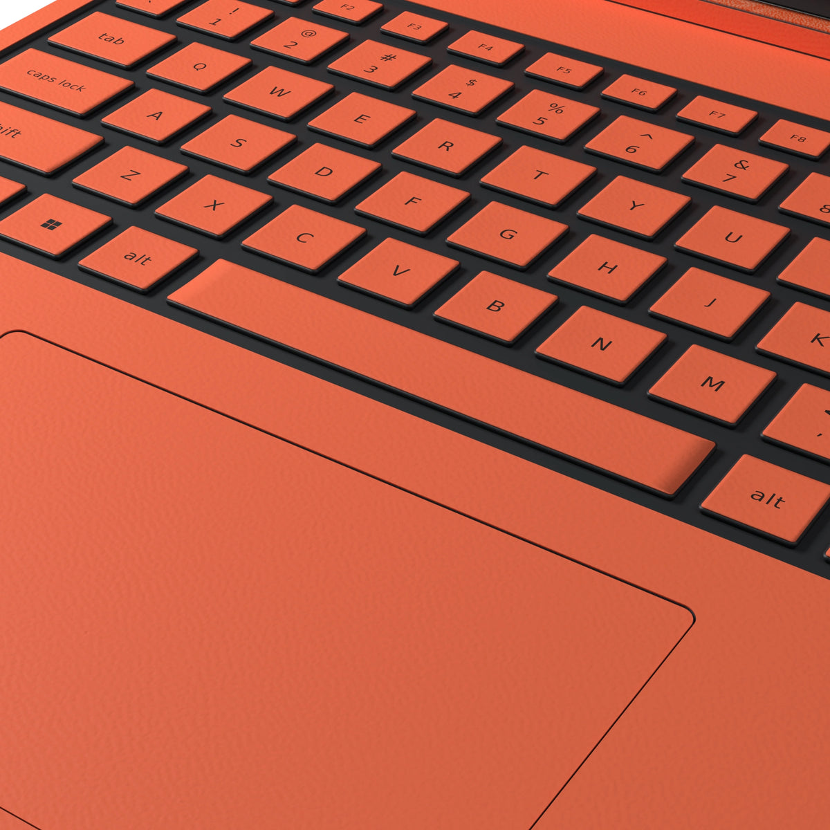 Dwantran Hibiscus Lenovo laptop skin in Sunset Orange, showing a close-up of the textured pattern on a white background.