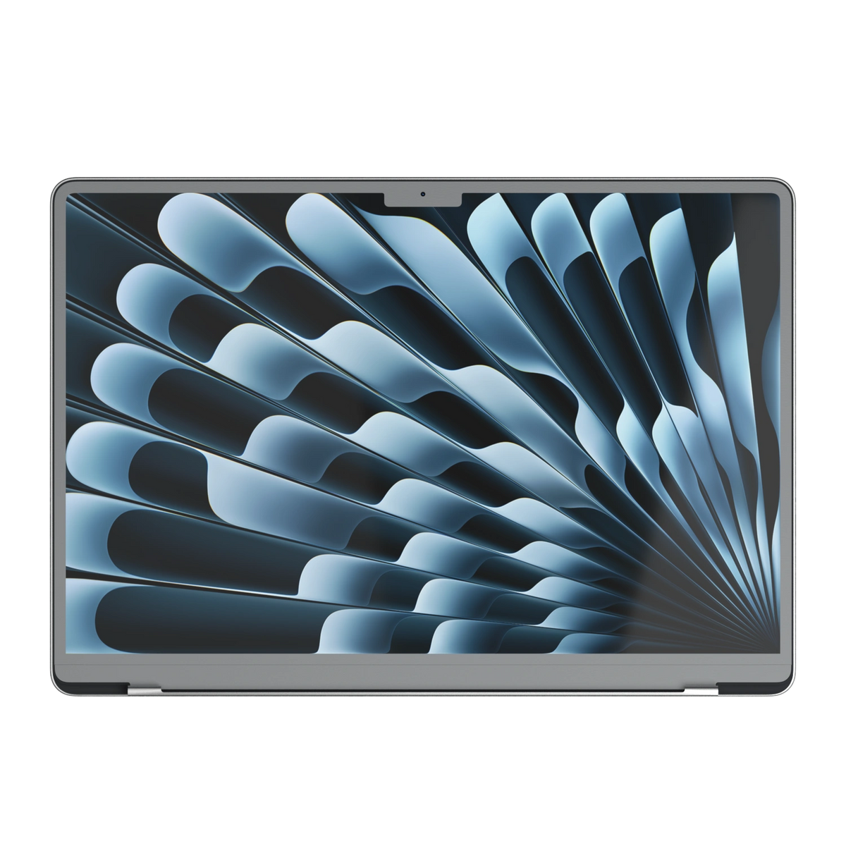 Classic Gray Hibiscus synthetic leather: Screen-edge (B) material illustration; this does not establish B availability for Air M3-M5. Rendered on Air 15.3-inch M3-M5 as shared Air/Pro/Neo material reference; exact cutouts follow selected model.