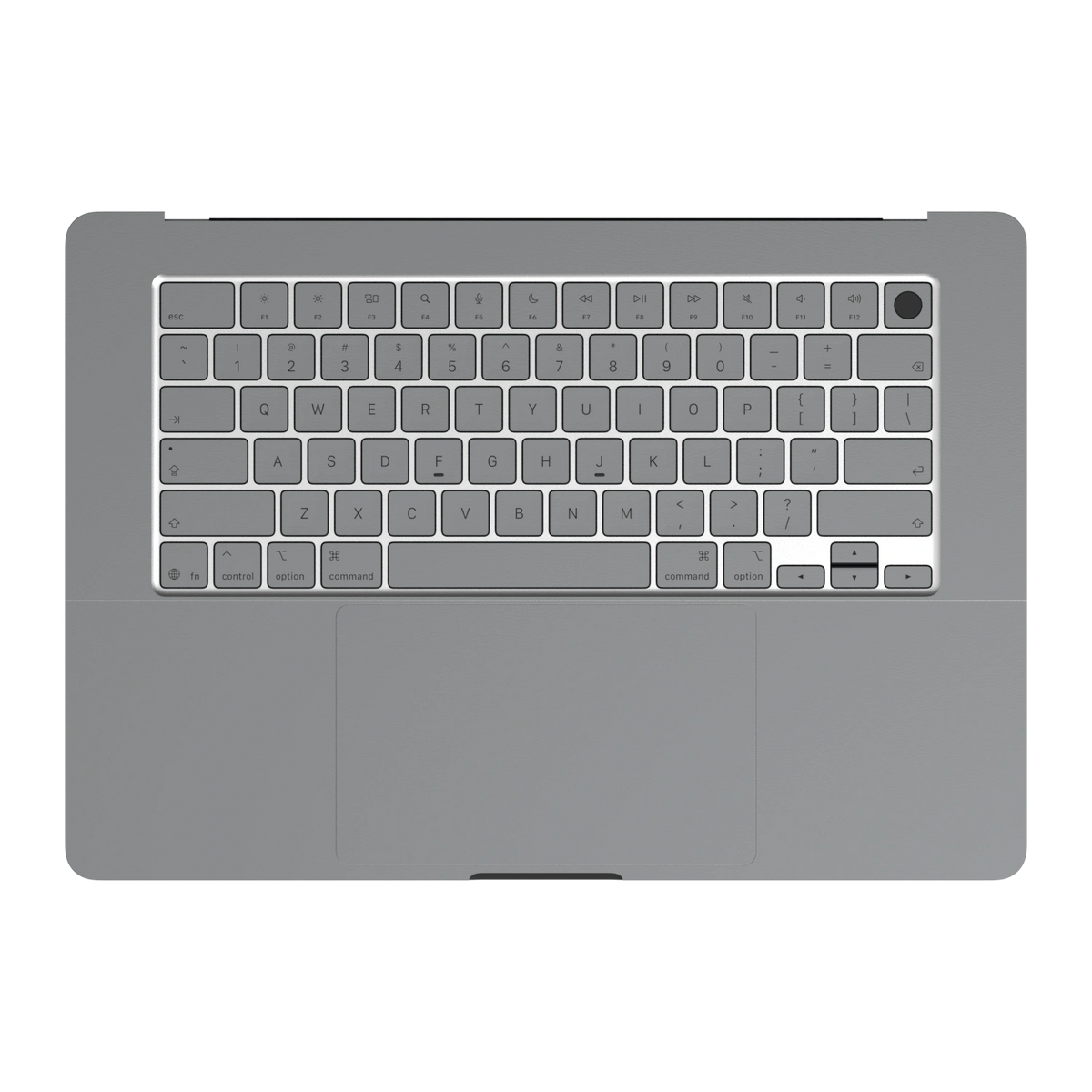 Classic Gray Hibiscus synthetic leather: Inside keyboard deck and palm-rest (C) material illustration. Rendered on Air 15.3-inch M3-M5 as shared Air/Pro/Neo material reference; exact cutouts follow selected model.
