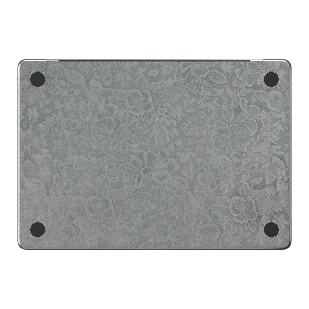 Classic Gray Hibiscus synthetic leather: Bottom (D) material illustration; bottom pieces are included only with bottom coverage. Rendered on Air 15.3-inch M3-M5 as shared Air/Pro/Neo material reference; exact cutouts follow selected model.