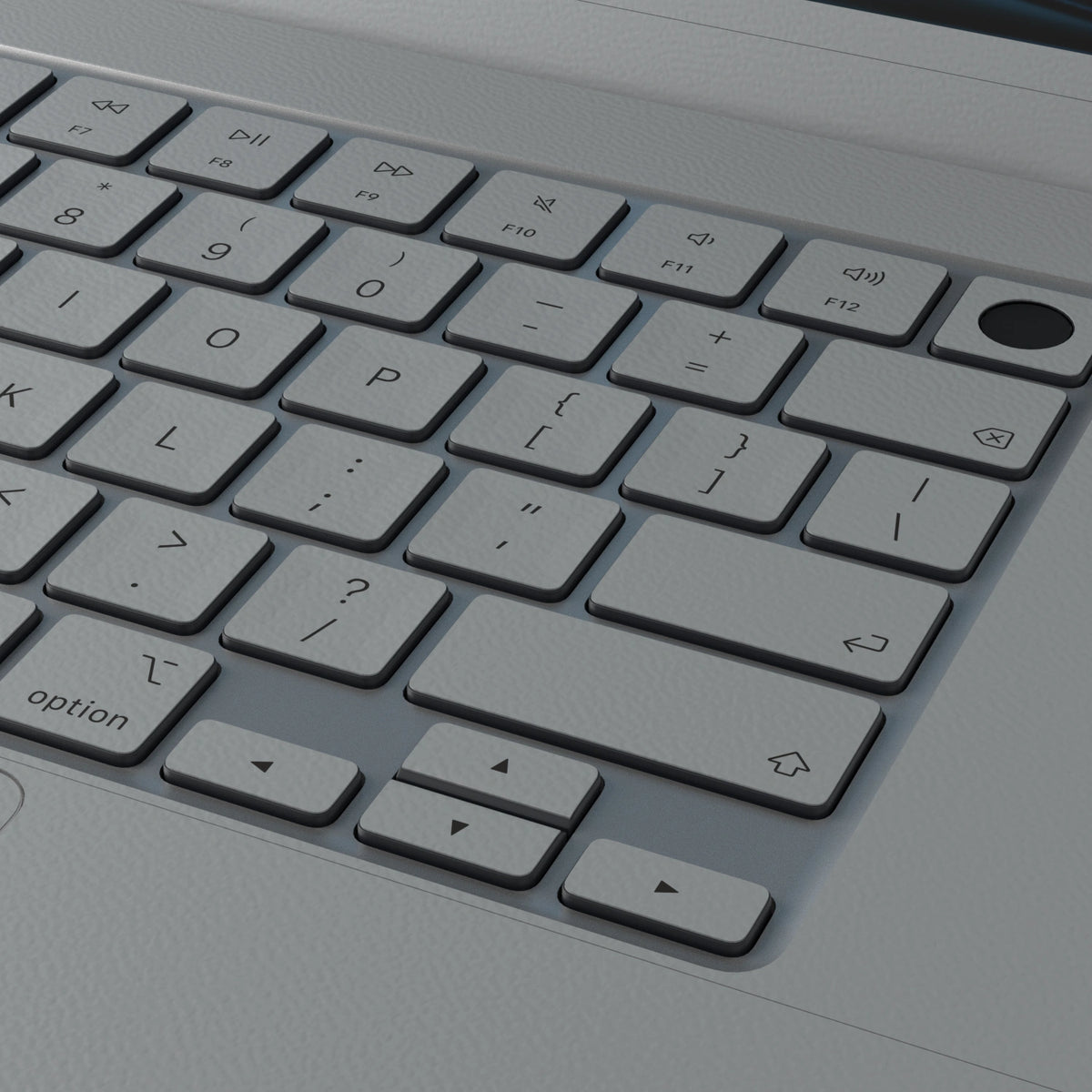 Classic Gray Hibiscus synthetic leather: Full-frame synthetic leather texture and material close-up. Rendered on Air 15.3-inch M3-M5 as shared Air/Pro/Neo material reference; exact cutouts follow selected model.