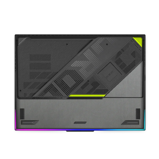 ASUS ROG Strix G18 2025 plain gray bottom view with vented cooling design