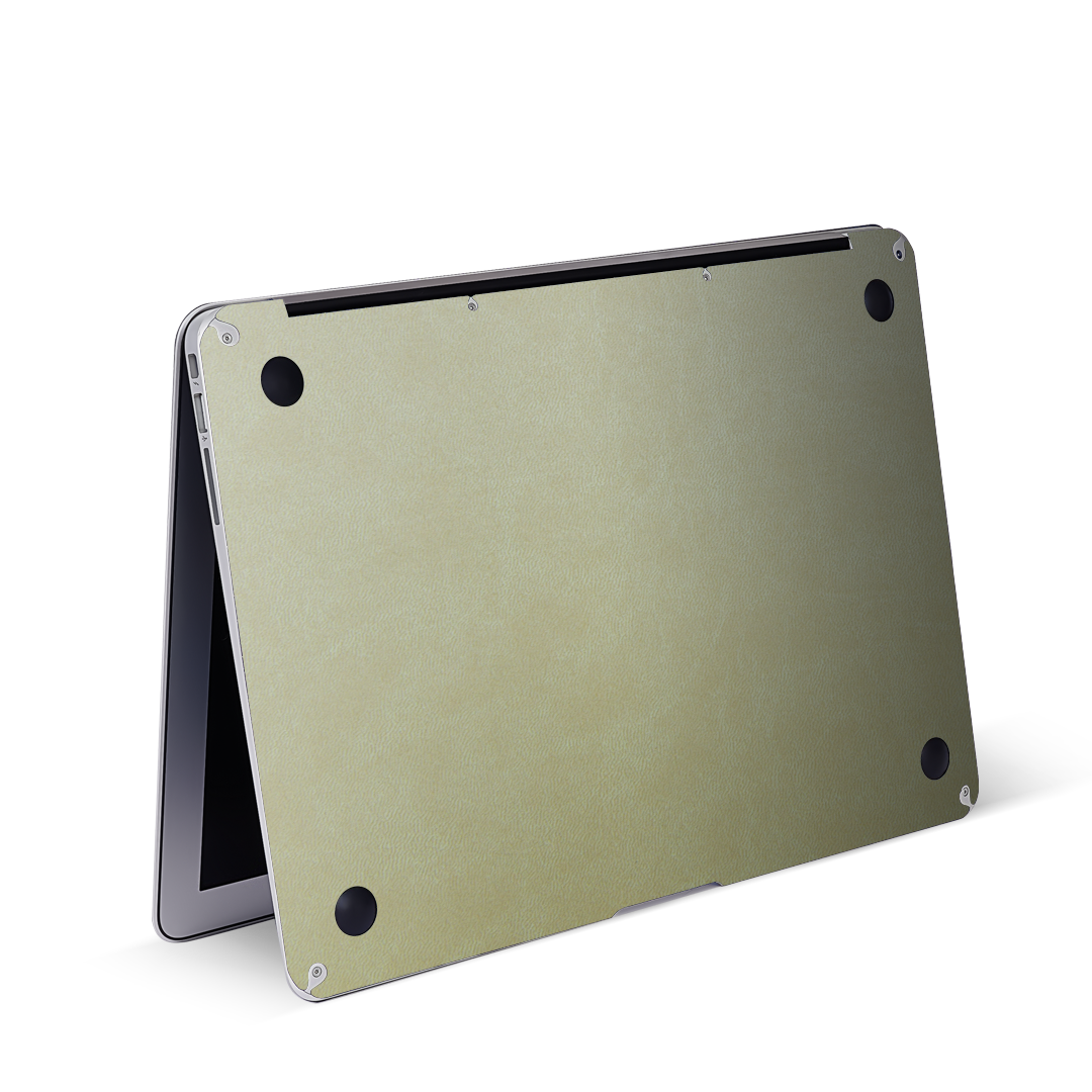 Vegan Leather MacBook Skin for Pro & Air – Minimalist Laptop Cover Teal Gold