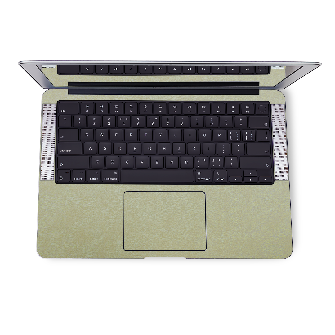 Vegan Leather MacBook Skin for Pro & Air – Minimalist Laptop Cover Teal Gold