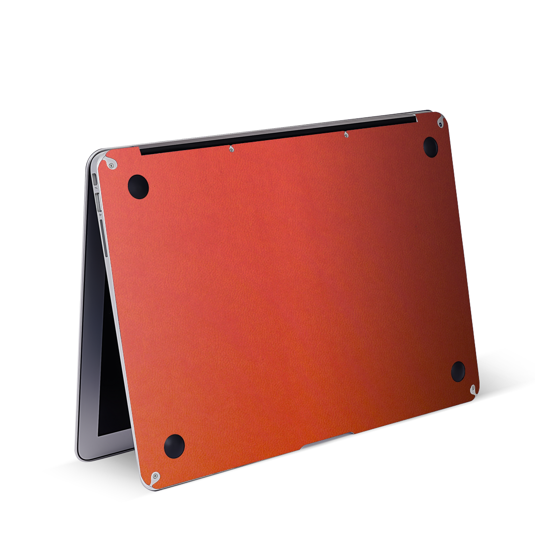 Vegan Leather MacBook Skin for Pro & Air – Minimalist Laptop Cover Orange Red