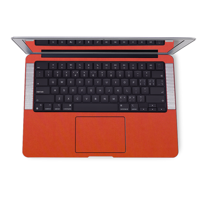 Vegan Leather MacBook Skin for Pro & Air – Minimalist Laptop Cover Orange Red