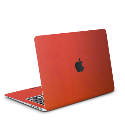 Vegan Leather MacBook Skin for Pro & Air – Minimalist Laptop Cover Orange Red
