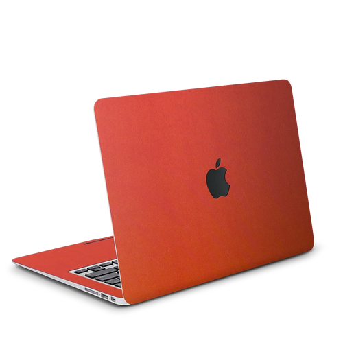 Vegan Leather MacBook Skin for Pro & Air – Minimalist Laptop Cover Orange Red