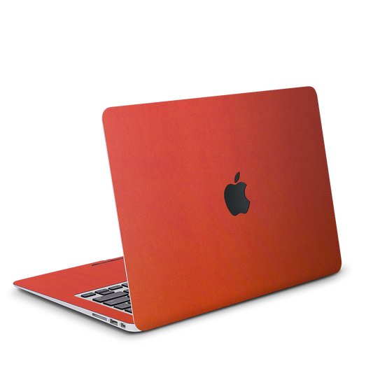 Vegan Leather MacBook Skin for Pro & Air – Minimalist Laptop Cover Orange Red