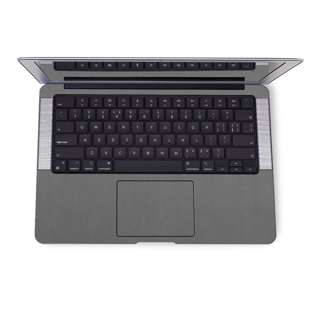 Vegan Leather MacBook Skin for Pro & Air – Minimalist Laptop Cover Gray