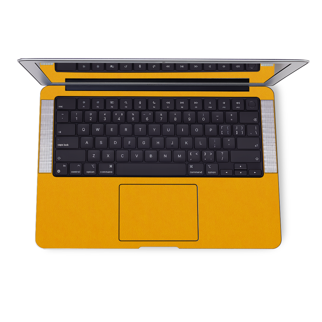 Vegan Leather MacBook Skin for Pro & Air – Minimalist Laptop Cover Yellow