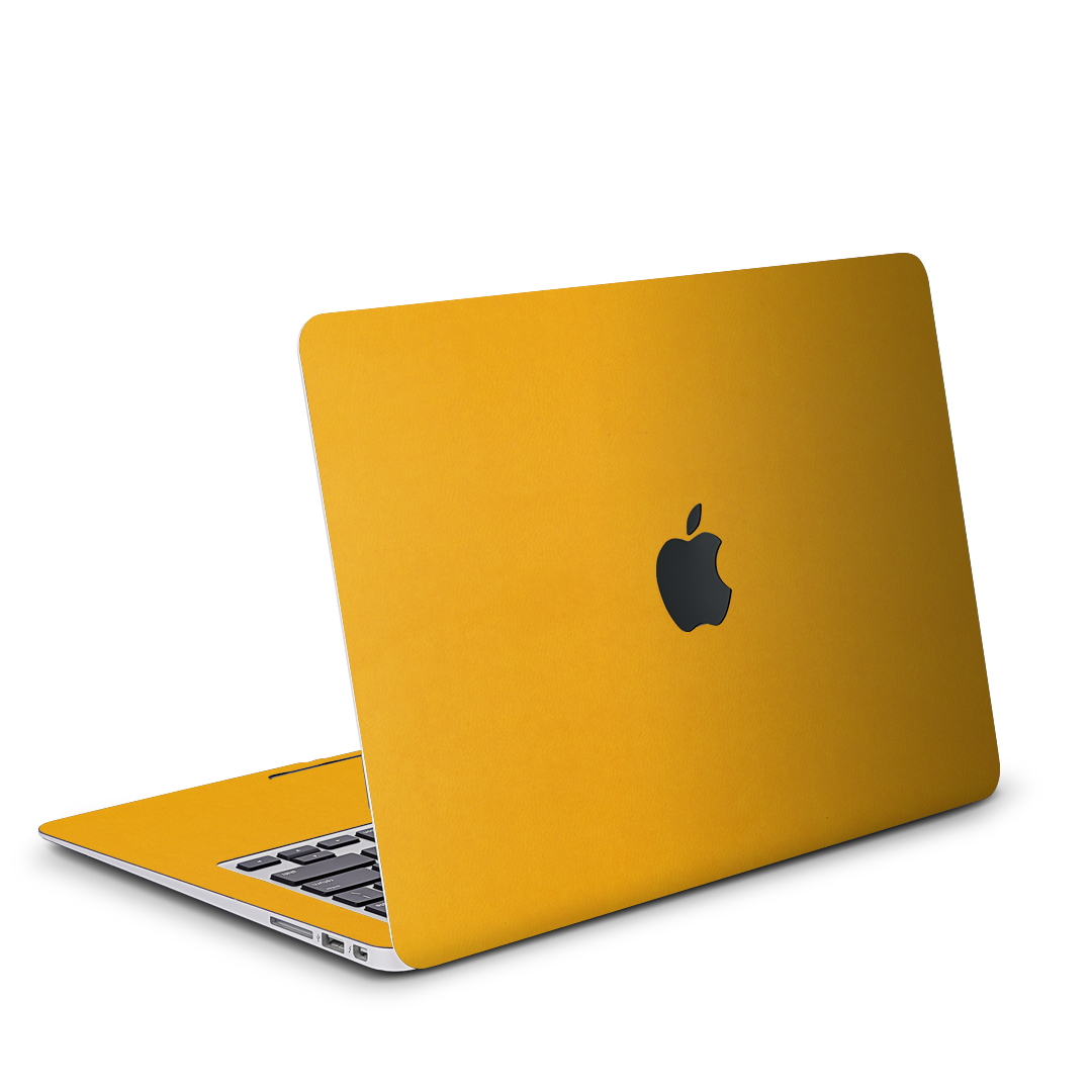 Vegan Leather MacBook Skin for Pro & Air – Minimalist Laptop Cover Yellow