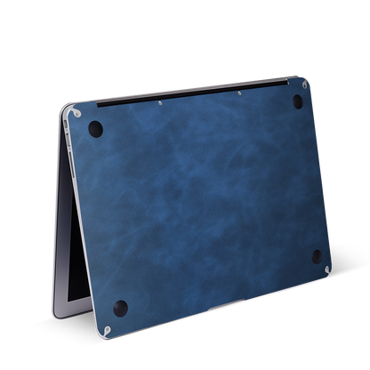 Leather MacBook Skin for Pro & Air – Luxury Scratch-Resistant Cover Dark Gray Blue