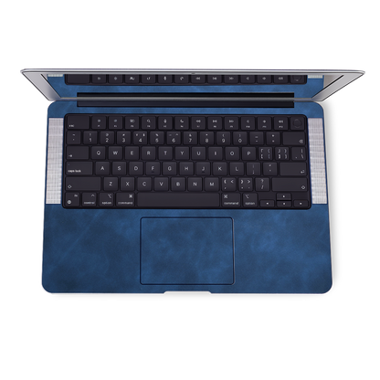 Leather MacBook Skin for Pro & Air – Luxury Scratch-Resistant Cover Dark Gray Blue