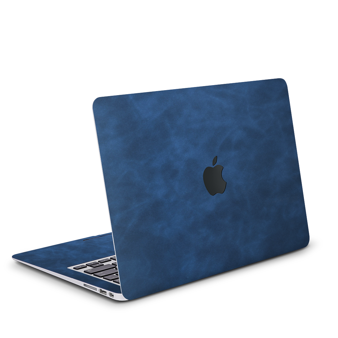 Leather MacBook Skin for Pro & Air – Luxury Scratch-Resistant Cover Dark Gray Blue