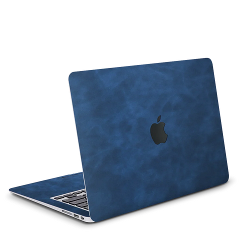 Leather MacBook Skin for Pro & Air – Luxury Scratch-Resistant Cover Dark Gray Blue