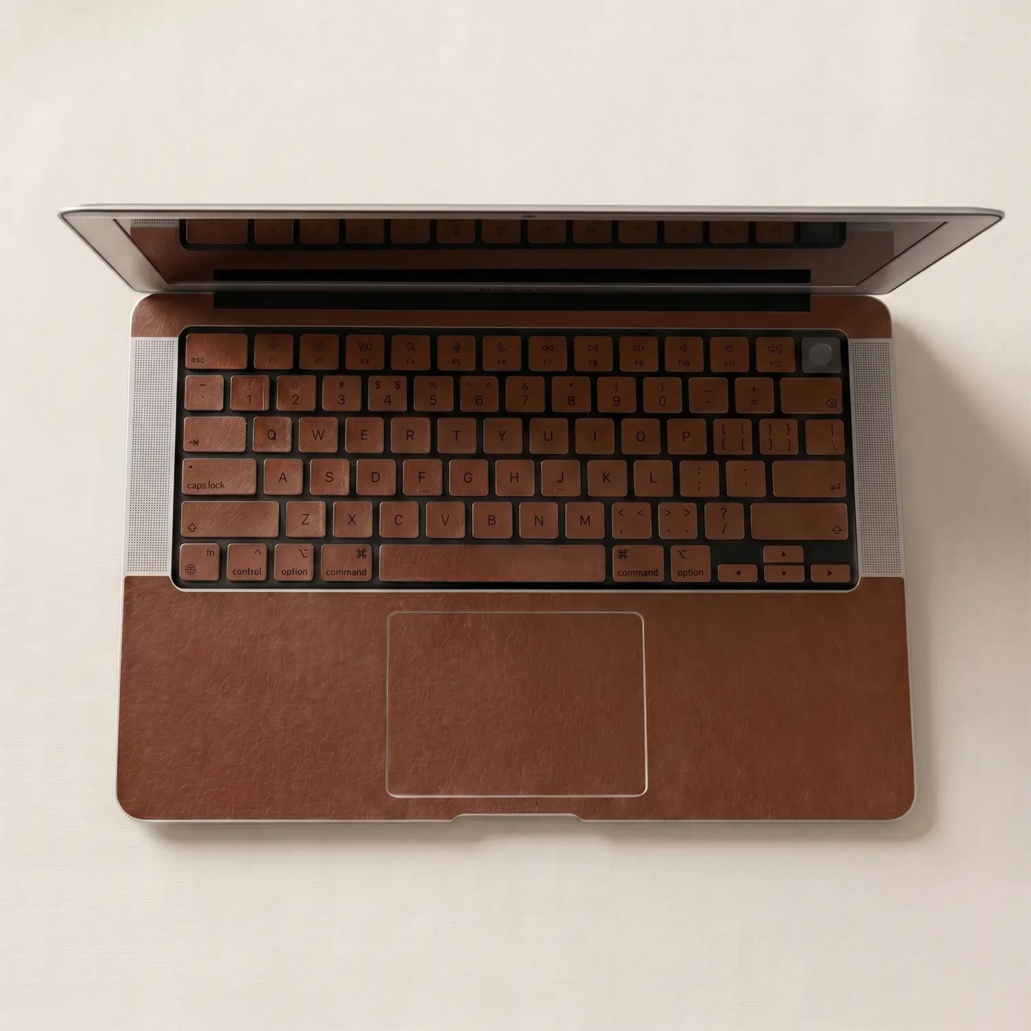 Classic Brown Hibiscus Embossed Leather MacBook Skin