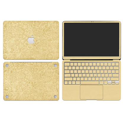 Vintage Gold Hibiscus Embossed Leather MacBook Skin