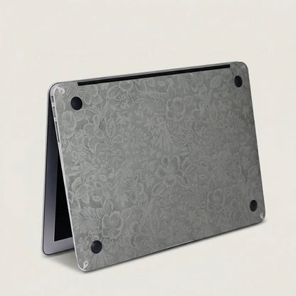 Classic Gray Hibiscus Embossed Leather MacBook Skin