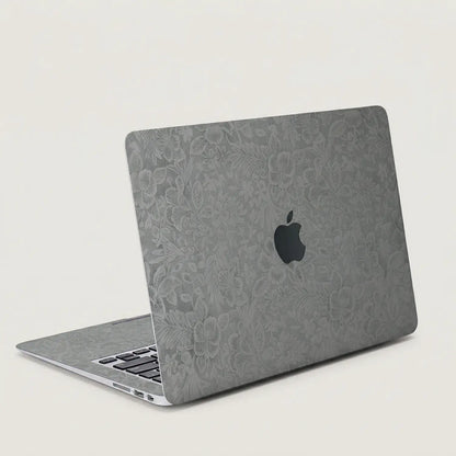 Classic Gray Hibiscus Embossed Leather MacBook Skin
