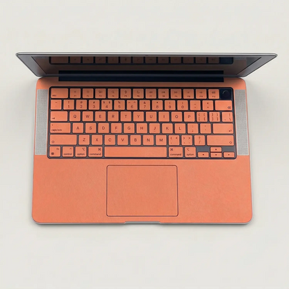 Sunset Orange Hibiscus Embossed Leather MacBook Skin