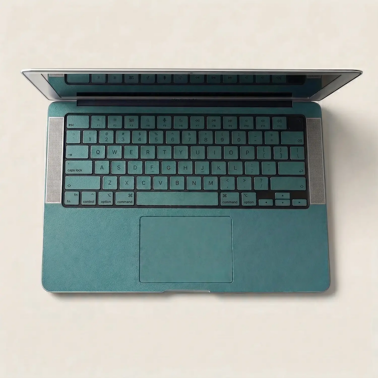 Tropical Teal Hibiscus Embossed Leather MacBook Skin