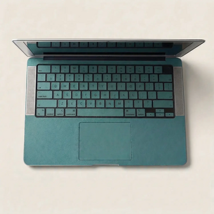 Tropical Teal Hibiscus Embossed Leather MacBook Skin