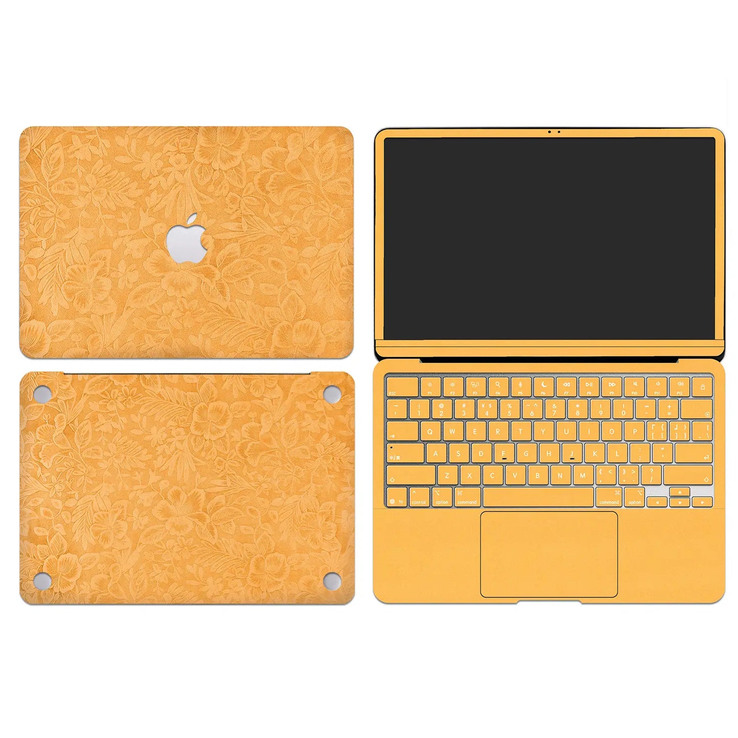 Sunny Yellow Hibiscus Embossed Leather MacBook Skin