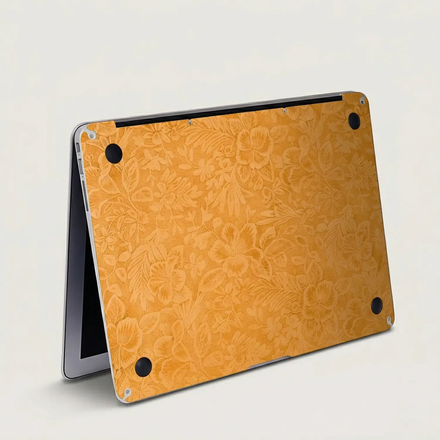 Sunny Yellow Hibiscus Embossed Leather MacBook Skin