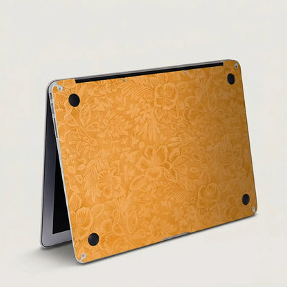 Sunny Yellow Hibiscus Embossed Leather MacBook Skin
