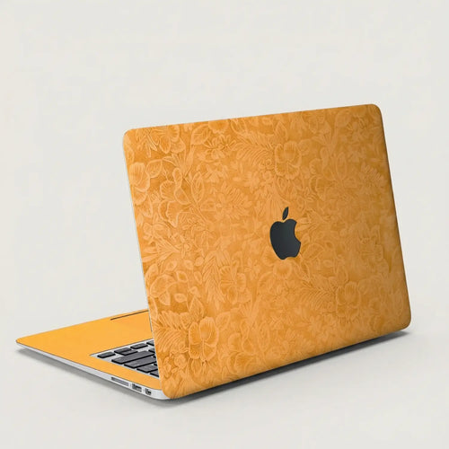 Sunny Yellow Hibiscus Embossed Leather MacBook Skin
