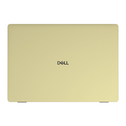 Champagne Gold plain synthetic leather Dell business laptop skin, a-face view. Rendered on Dell Pro 16 PC16250; exact cuts follow the selected model and coverage.