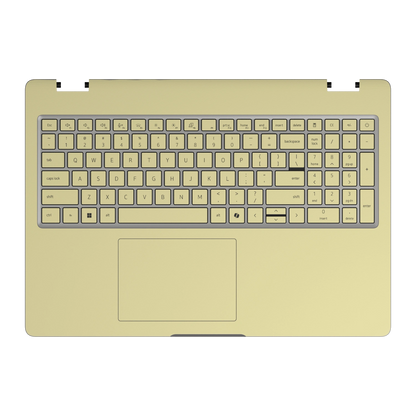 Champagne Gold plain synthetic leather Dell business laptop skin, c-face view. Rendered on Dell Pro 16 PC16250; exact cuts follow the selected model and coverage.