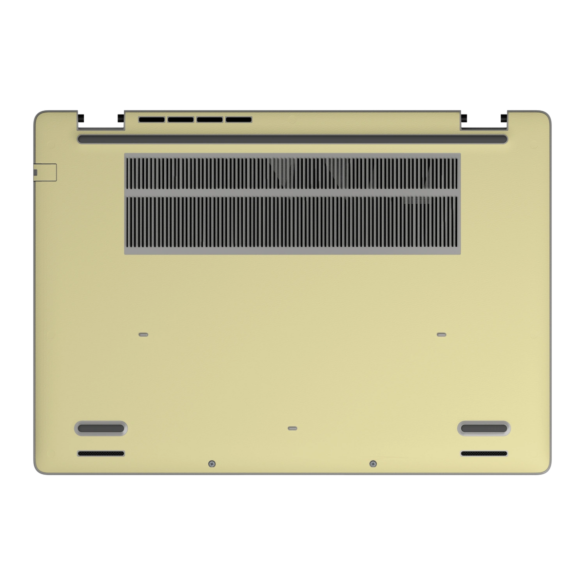 Champagne Gold plain synthetic leather Dell business laptop skin, d-face view. Rendered on Dell Pro 16 PC16250; exact cuts follow the selected model and coverage.