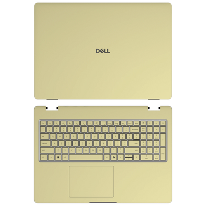 Champagne Gold plain synthetic leather Dell business laptop skin, sku-ac view. Rendered on Dell Pro 16 PC16250; exact cuts follow the selected model and coverage.