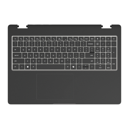 Graphite Black plain synthetic leather Dell business laptop skin, c-face view. Rendered on Dell Pro 16 PC16250; exact cuts follow the selected model and coverage.