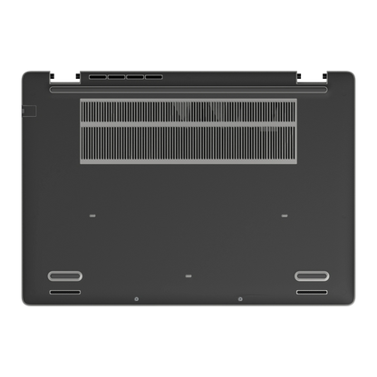 Graphite Black plain synthetic leather Dell business laptop skin, d-face view. Rendered on Dell Pro 16 PC16250; exact cuts follow the selected model and coverage.