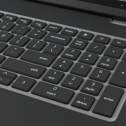 Graphite Black plain synthetic leather Dell business laptop skin, macro view. Rendered on Dell Pro 16 PC16250; exact cuts follow the selected model and coverage.