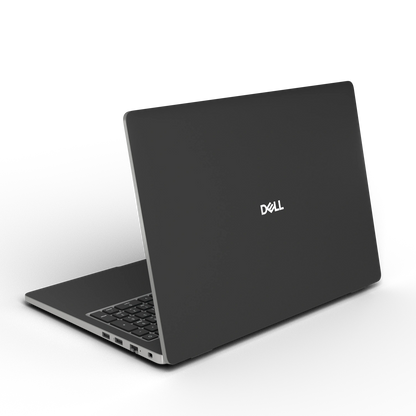 Graphite Black plain synthetic leather Dell business laptop skin, rear view. Rendered on Dell Pro 16 PC16250; exact cuts follow the selected model and coverage.