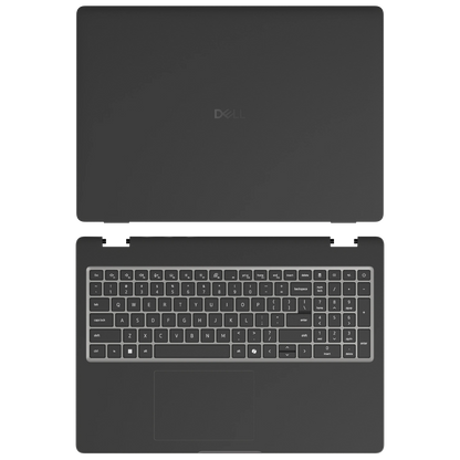 Graphite Black plain synthetic leather Dell business laptop skin, sku-ac view. Rendered on Dell Pro 16 PC16250; exact cuts follow the selected model and coverage.