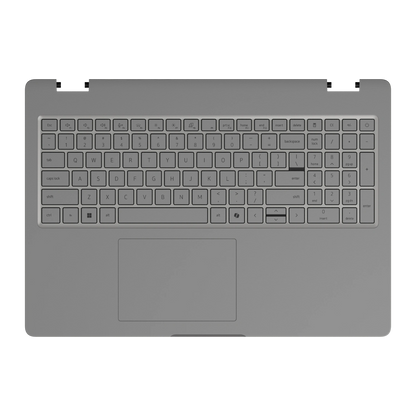 Original Gray plain synthetic leather Dell business laptop skin, c-face view. Rendered on Dell Pro 16 PC16250; exact cuts follow the selected model and coverage.